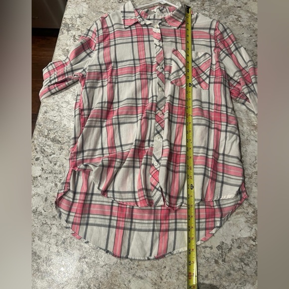 Arizona Plaid Button Up Shirt Pink LARGE JUNIORS - Picture 5 of 10